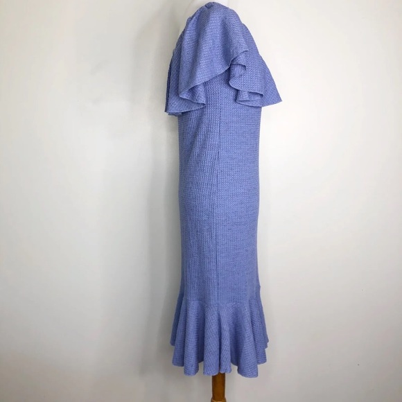 Lularoe Cici Dress Off The Shoulder Periwinkle Blue Waffle Knit Sz. L - Picture 5 of 10
